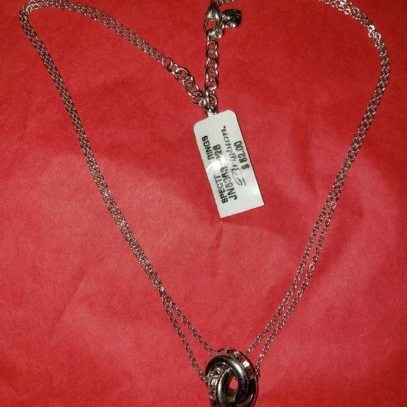 Brighton SPECTRUM RINGS Double Silver Swarovski Crystals Necklace NWT - Picture 2 of 10